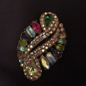 Vintage Holly Craft Multi-color Stone Brooch